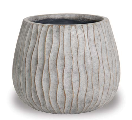 Small Waved Round Pot - Fossil Wood Washed - Small